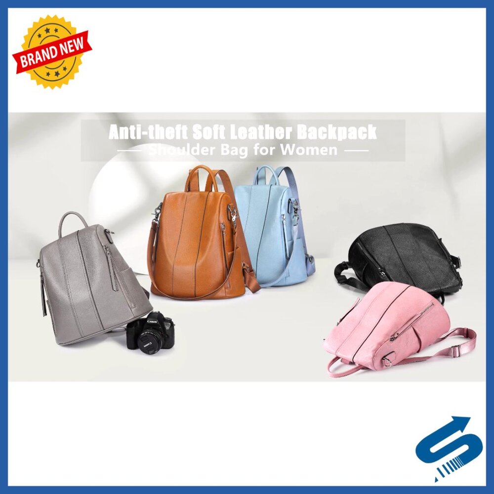 Leather Backpack Purse Antitheft Medium Rucksack … - image 7